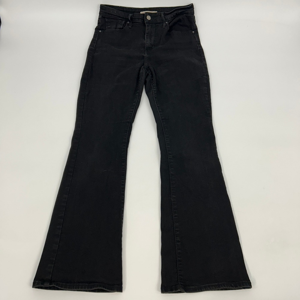 Levi's 725 High Rise Bootcut Jeans Women 29 Black Stretch Denim 28x29